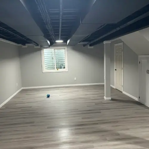 Transformed an unfinished basement into a cozy family room.
